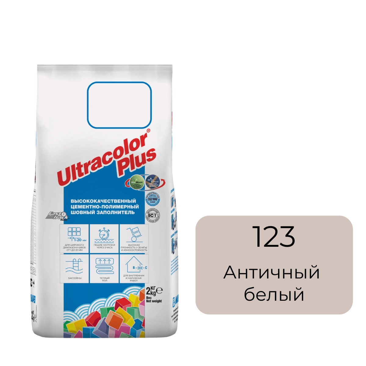 Фуга цементная Mapei Ultracolor Plus 123 Античный белый 2кг