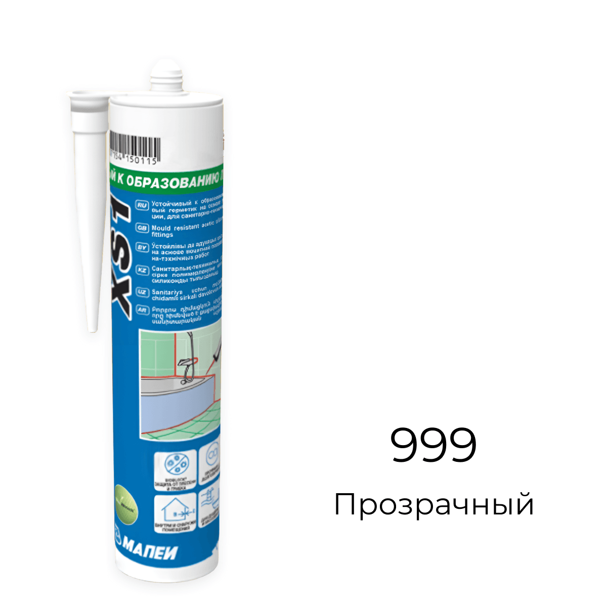 Герметик силиконовый Mapesil XS1 999 Прозрачный 300мл