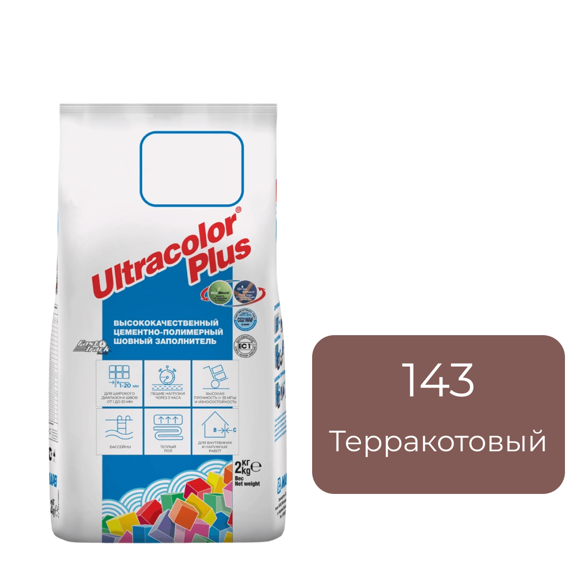 Фуга цементная Mapei Ultracolor Plus 143 Терракотовый 2кг