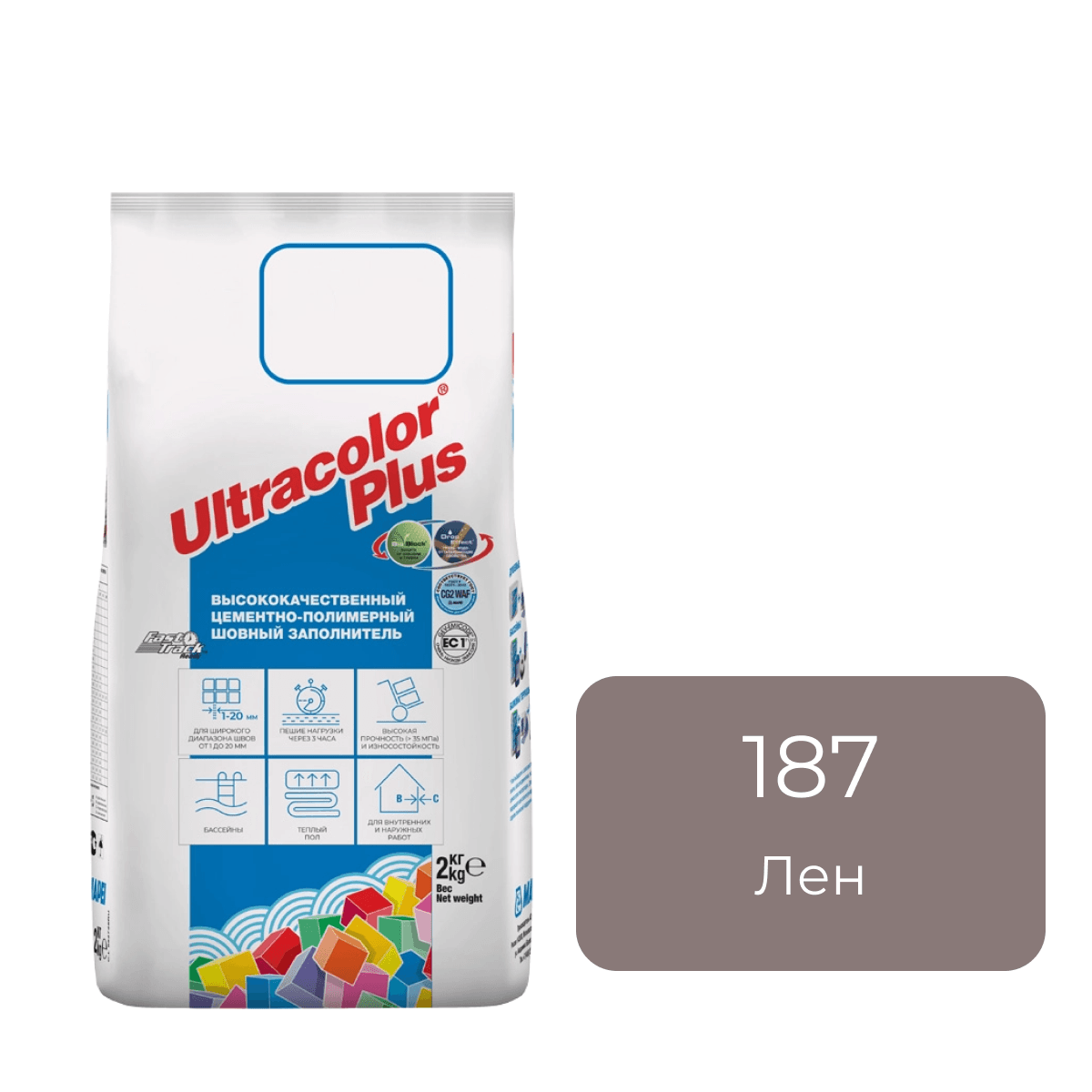 Фуга цементная Mapei Ultracolor Plus 187 Лен 2кг